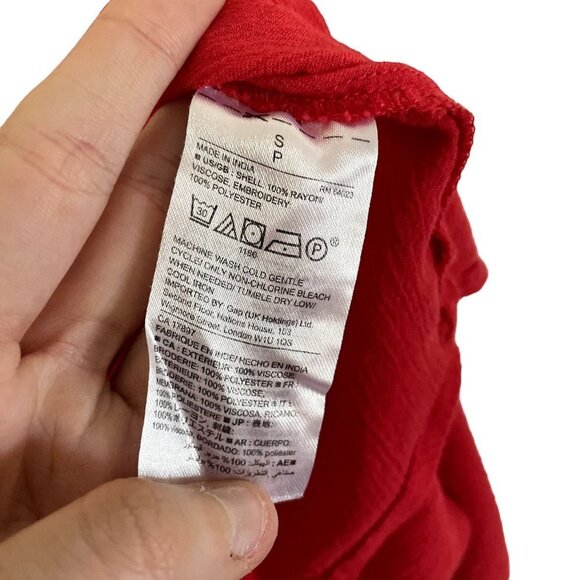 Gap red rayon sleeveless summer dress sundress midi style v-neck comfortable - Picture 4 of 4